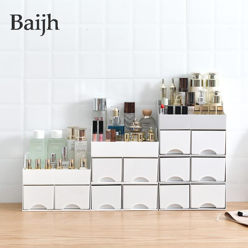 Carcasă pentru machiaj, cutie pentru bijuterii, sertare organizatoare, cutie de depozitare pentru cosmetice din plastic, suport perie de machiaj, organizatoare pentru machiaj