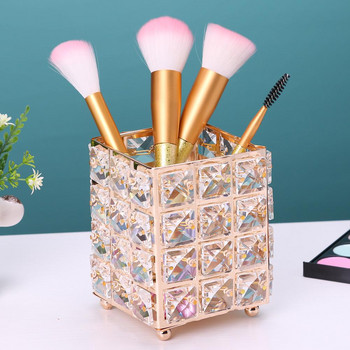 Crystal Elegant Μεταλλική θήκη για πινέλο μακιγιάζ Χρυσό Ασημί Διαμαντένιο Καλλυντικό Αποθήκευση Tube Cosmetic Pen Box Organizer Εργαλεία μακιγιάζ