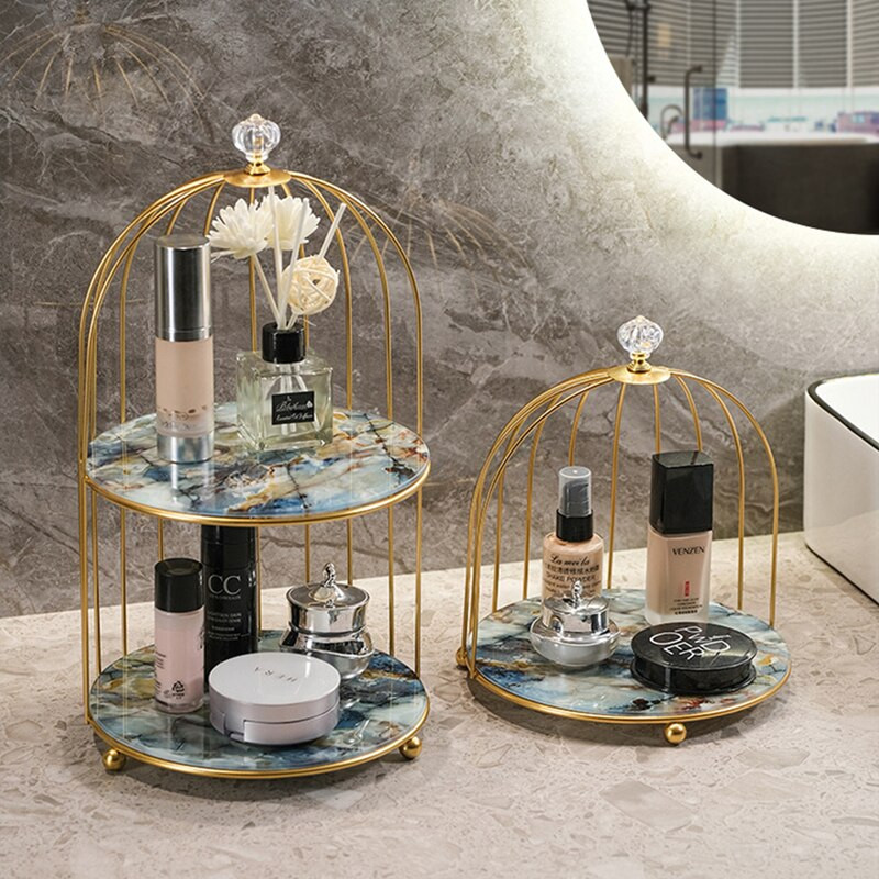 Stalinio kompiuterio laikymo lentyna Iron Art Deluxe Gold Makiažo organizatorius Lūpų dažai Kvepalai Kosmetikos Odos priežiūros gaminiai Vonios kambario laikymo lentyna