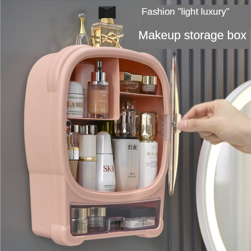 Kutija za pohranu kozmetike Kupaonica bez perforacija Otporna na prašinu Kutija za pohranu šminke Zidni stalak za proizvode za njegu kože