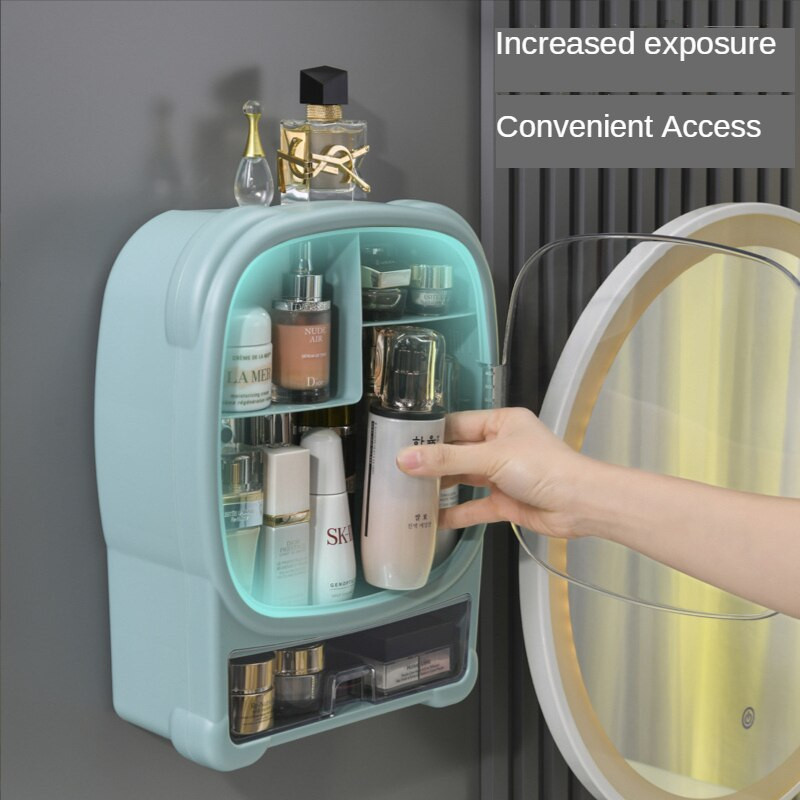 Kutija za pohranu kozmetike Kupaonica bez perforacija Otporna na prašinu Kutija za pohranu šminke Zidni stalak za proizvode za njegu kože