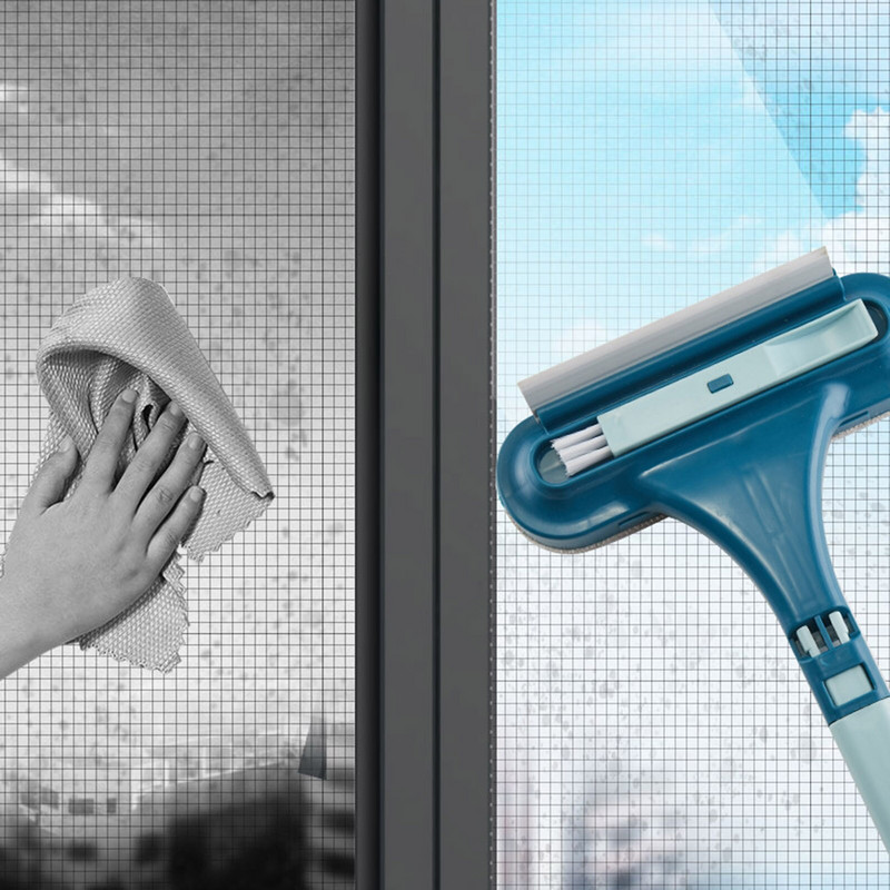 Mesh Screen Cleaner 2in1 Perie de curățare a geamurilor Perie de sticlă extensibilă din plastic umedă uscată cu mini instrumente de spălare a ferestrelor