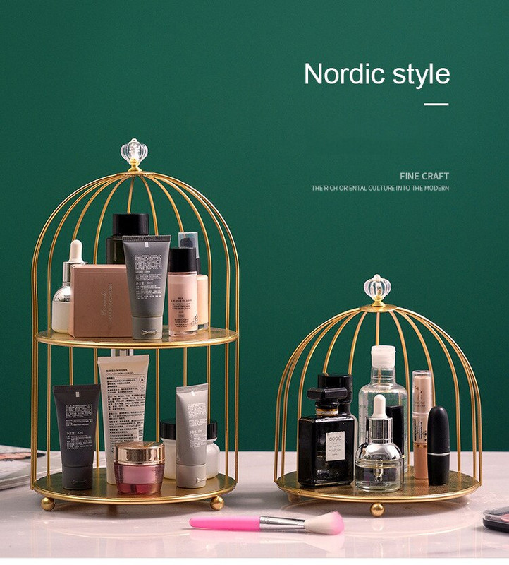 Paukščių narvelio stovas darbalaukis Kosmetika Papuošalų laikymo lentyna Kvepalai Lūpų dažai Makiažo organizatorių dėžutė Nagų lako makiažo stendas