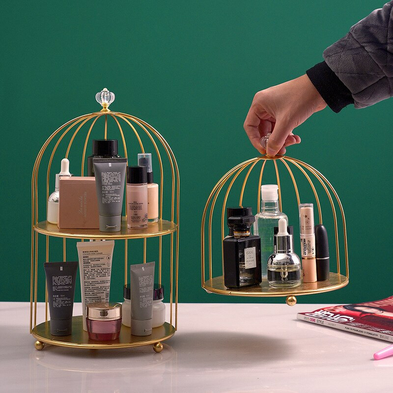 Paukščių narvelio stovas darbalaukis Kosmetika Papuošalų laikymo lentyna Kvepalai Lūpų dažai Makiažo organizatorių dėžutė Nagų lako makiažo stendas