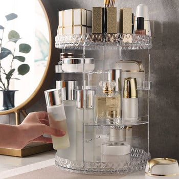 Περιστροφή 360 μοιρών Perfume Makeup Organizer Cosmetic Storage Box Κραγιόν Βερνίκι νυχιών Βάση πινέλου Αποσπώμενη Organizer νεσεσέρ