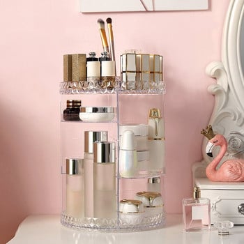 Περιστροφή 360 μοιρών Perfume Makeup Organizer Cosmetic Storage Box Κραγιόν Βερνίκι νυχιών Βάση πινέλου Αποσπώμενη Organizer νεσεσέρ