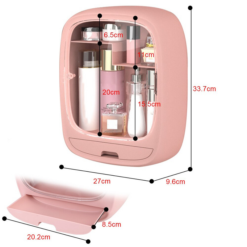 Cutii de depozitare cosmetice pentru agățat pe perete Organizator de machiaj tip sertar Cutie de depozitare pentru machiaj Capacitate mare fără perforare