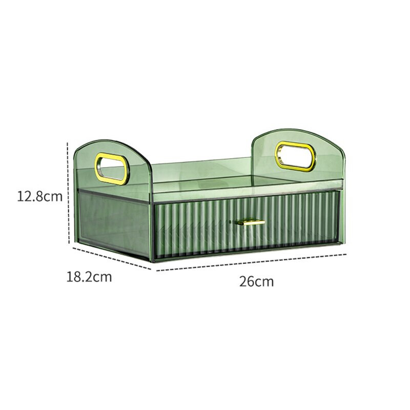 Πολυτελής οργάνωση μακιγιάζ με συρτάρι Πλαστικό κουτί αποθήκευσης καλλυντικών με φορητή λαβή Επιφάνεια νιπτήρα μπάνιου