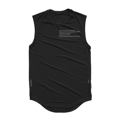 Ανδρικό ασύμμετρο φανελάκι με οβάλ λαιμόκοψη - μαύρο και γκρι χρώμα