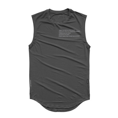 Ανδρικό ασύμμετρο φανελάκι με οβάλ λαιμόκοψη - μαύρο και γκρι χρώμα