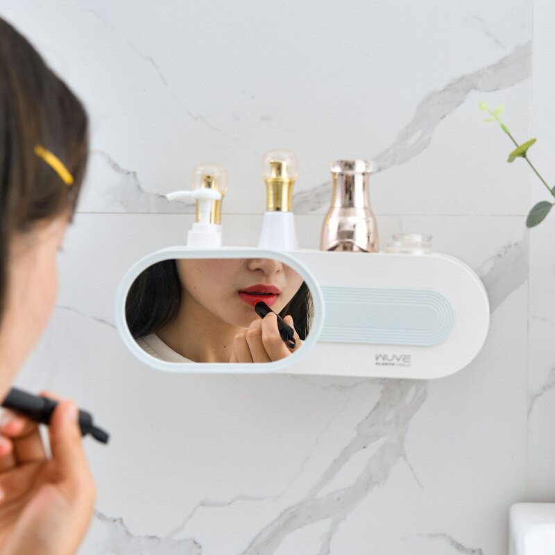 Suport de depozitare multifuncțional pentru produse cosmetice Accesorii de baie montate pe perete Raft de depozitare Suport portabil rafinat pentru organizator de machiaj