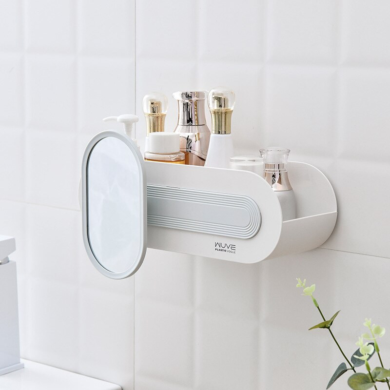 Suport de depozitare multifuncțional pentru produse cosmetice Accesorii de baie montate pe perete Raft de depozitare Suport portabil rafinat pentru organizator de machiaj