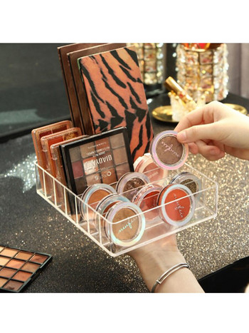 7 πλέγματα Διαφανές ακρυλικό Eyeshadow Compact Organizer Συρτάρι Οργάνωση Divider Μακιγιάζ Slot Storage Box Clear Cosmetics Case