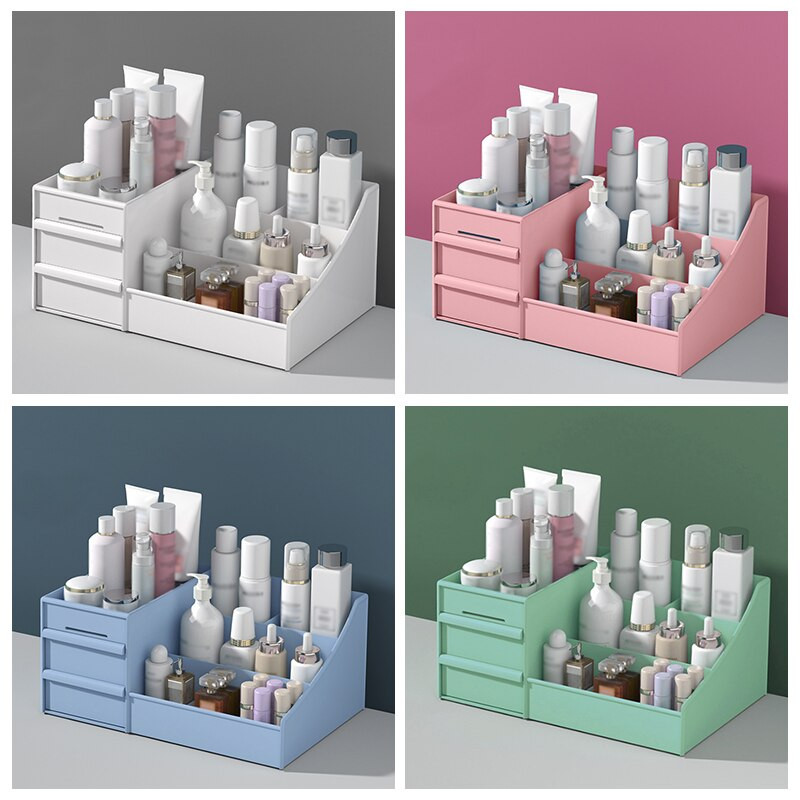 Organizator de machiaj pentru cosmetice, cutie de depozitare pentru cosmetice de capacitate mare, organizator de bijuterii de birou, recipient pentru sertar pentru machiaj pentru lac de unghii