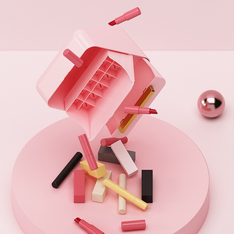 Organizer μακιγιάζ για κραγιόν Καλλυντικά αποθήκευσης Πλαστική θήκη Τραπέζι ντουλάπα Γραφείο Beauty Box Πλήρες κουτί μακιγιάζ Κρεβατοκάμαρα