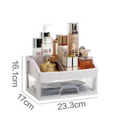 PP materijal Dvoslojno spremište za šminku s ladicom Kupaonski stalak za pohranu Crvena kutija za pohranu Pohrana na stolu