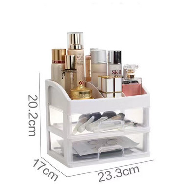 PP materijal Dvoslojno spremište za šminku s ladicom Kupaonski stalak za pohranu Crvena kutija za pohranu Pohrana na stolu