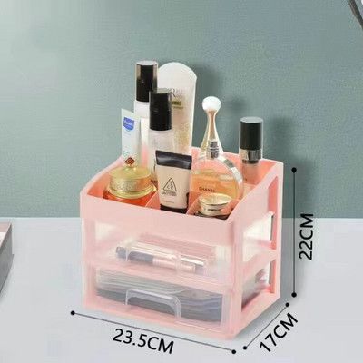PP materijal Dvoslojno spremište za šminku s ladicom Kupaonski stalak za pohranu Crvena kutija za pohranu Pohrana na stolu