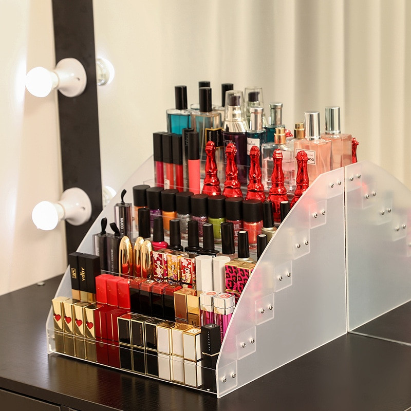 2-7 στρώσεις Makeup Organizer Βερνίκι νυχιών Βάση κραγιόν θήκης θήκης Εργαλείο οργάνωσης καλλυντικών