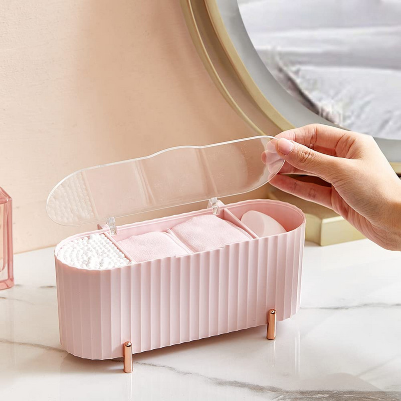 3 rešetke Pamučni jastučići Brisevi Beauty Kutija za pohranu jaja Plastični držač Qtip otporan na prašinu za kupaonicu Spavaća soba Kreativni kozmetički organizator