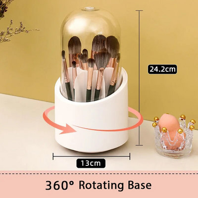 Baza rotativa, rezistenta la praf, cutii de depozitare pentru pensule de machiaj, cutii pentru perii cosmetice, cutii cu tuburi, cutii organizatoare, suport pentru dormitor, cadouri pentru femei