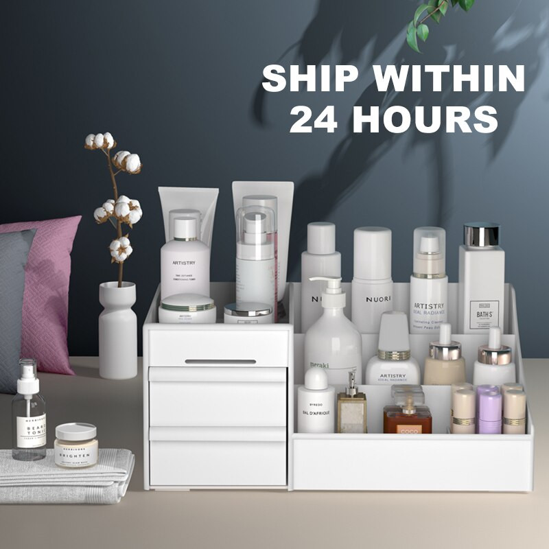 Cutie de depozitare pentru cosmetice de mare capacitate, sertar de machiaj, organizator, bijuterii, lac de unghii, container pentru machiaj, cutie de depozitare pentru articole diverse.