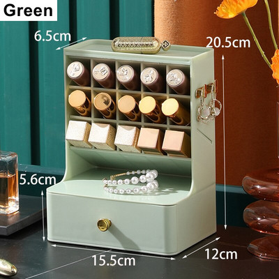 Κουτί αποθήκευσης 15 Grids Lipsticks με συρτάρια Οργάνωση μακιγιάζ Σκουλαρίκια Γάντζοι κοσμήματα Επιτραπέζιο Γυναικείο Αποθήκευση προϊόντων περιποίησης