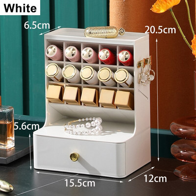 Κουτί αποθήκευσης 15 Grids Lipsticks με συρτάρια Οργάνωση μακιγιάζ Σκουλαρίκια Γάντζοι κοσμήματα Επιτραπέζιο Γυναικείο Αποθήκευση προϊόντων περιποίησης