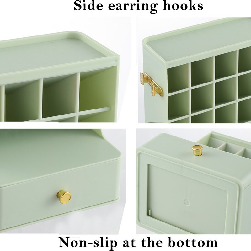 Κουτί αποθήκευσης 15 Grids Lipsticks με συρτάρια Οργάνωση μακιγιάζ Σκουλαρίκια Γάντζοι κοσμήματα Επιτραπέζιο Γυναικείο Αποθήκευση προϊόντων περιποίησης