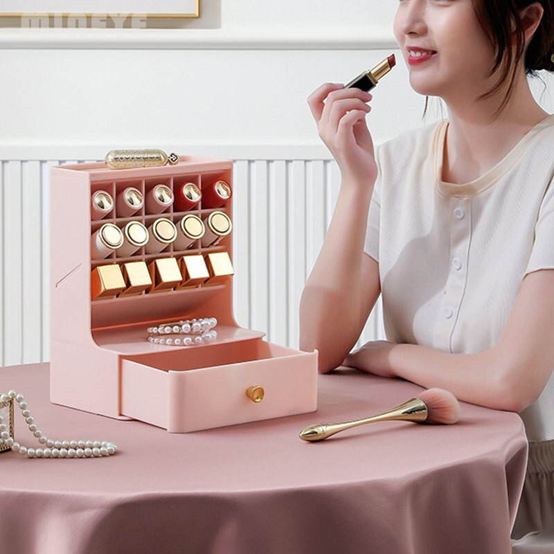 Κουτί αποθήκευσης 15 Grids Lipsticks με συρτάρια Οργάνωση μακιγιάζ Σκουλαρίκια Γάντζοι κοσμήματα Επιτραπέζιο Γυναικείο Αποθήκευση προϊόντων περιποίησης