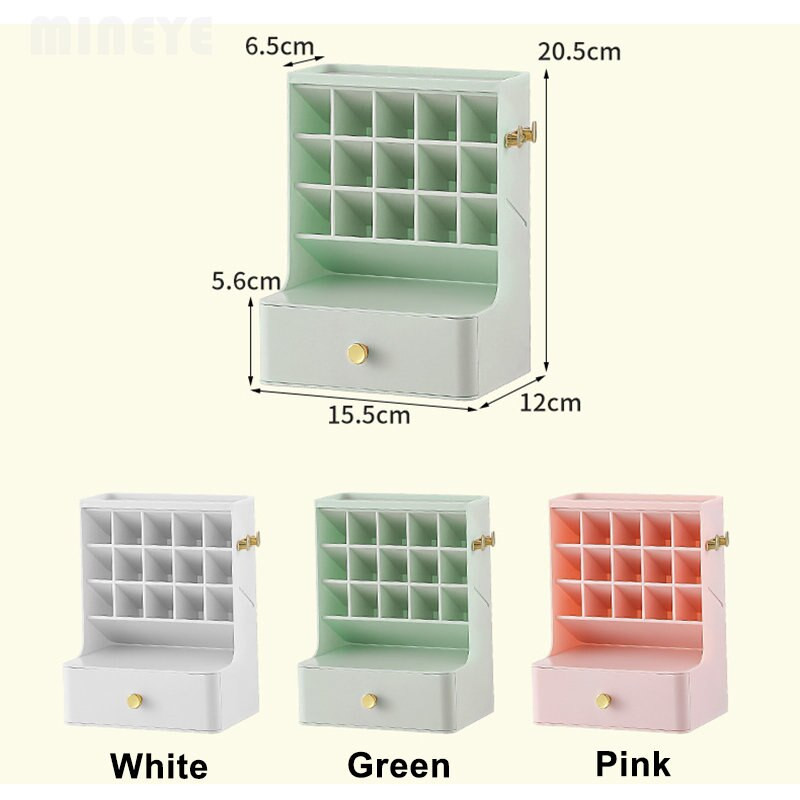 Κουτί αποθήκευσης 15 Grids Lipsticks με συρτάρια Οργάνωση μακιγιάζ Σκουλαρίκια Γάντζοι κοσμήματα Επιτραπέζιο Γυναικείο Αποθήκευση προϊόντων περιποίησης
