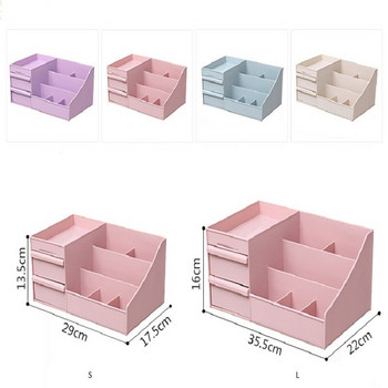 WBBOOMING Кутия за съхранение на козметика Чекмедже Настолен плот Пластмасова тоалетка за грим Поставка за грижа за кожата Къща Органайзер Контейнер за бижута