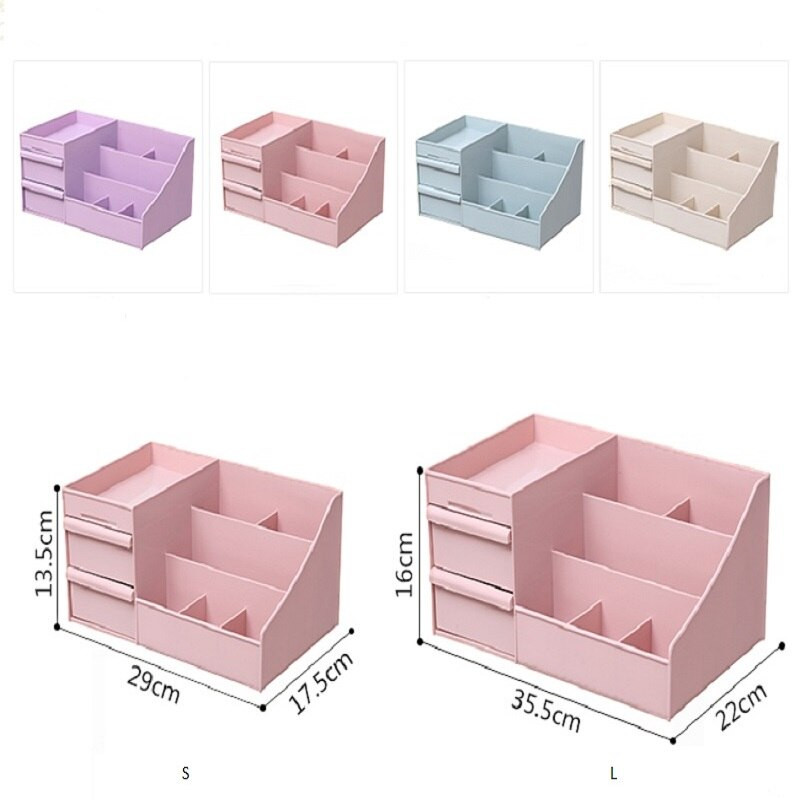 WBBOOMING Cutie de depozitare cosmetice Sertar Masă de toaletă din plastic pentru machiaj Raft pentru îngrijirea pielii Organizator pentru casă Container pentru bijuterii