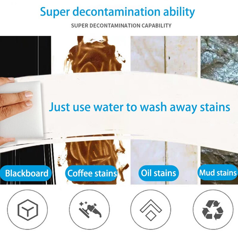 100 vnt/stal. Melamino kempinė Magic Sponge Eraser Balta Pilka Melamino kempinės Valymo kempinė virtuvės Biuro vonios kambario valikliui