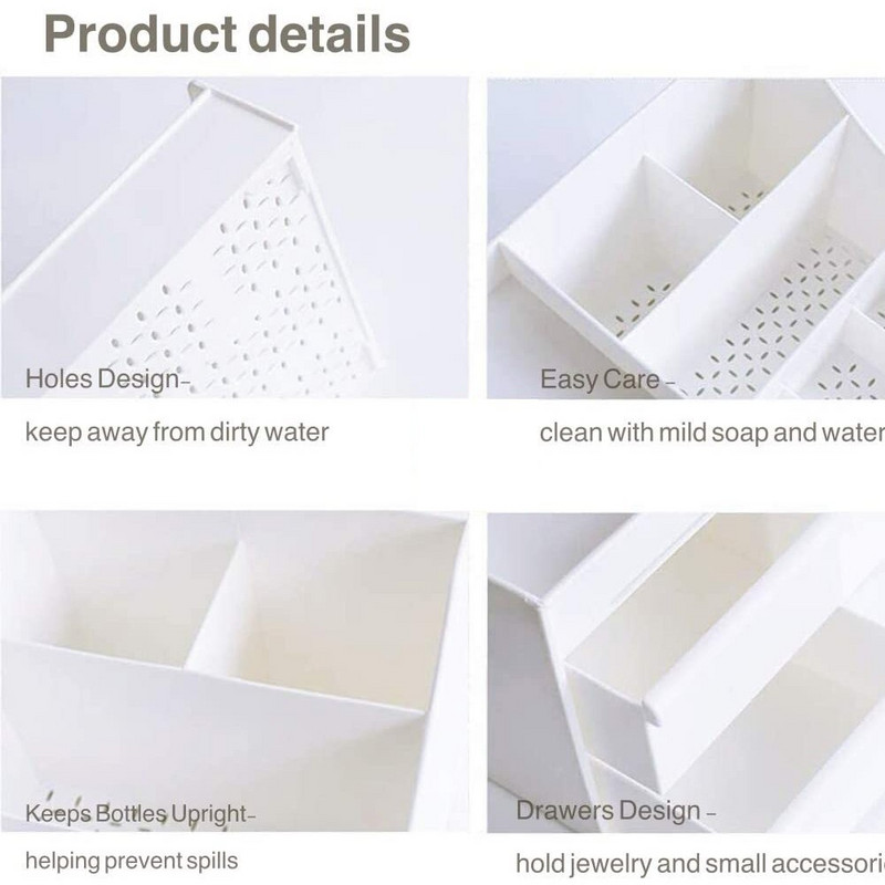 Organizator de machiaj tip sertar Depozitare pentru cutie de cosmetice Finisaj de birou Dulap piele Ruj Raft din plastic Accesorii pentru baie