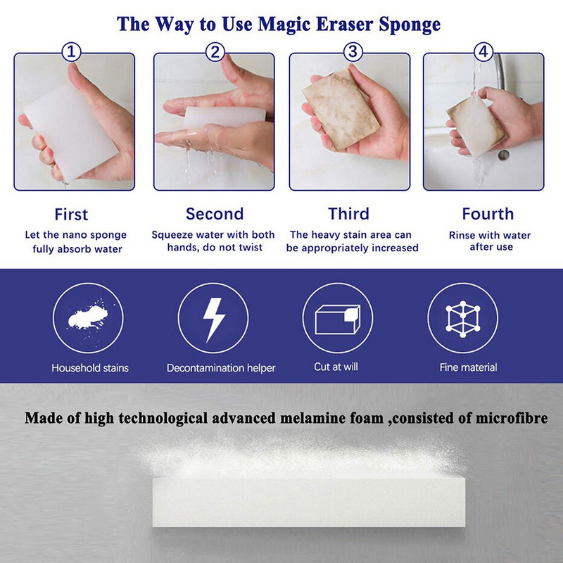 50 tk. Eriti suur kustutuskäsn, pakseneb kauakestev esmaklassiline melamiinipuhastusvahend hulgipuhastusvahuga puhastuspadjad