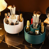 Cutie de depozitare pentru pensule de machiaj rotative 360 cu separator Suport pentru creion pentru pix, birou, sufragerie, organizator pentru blat