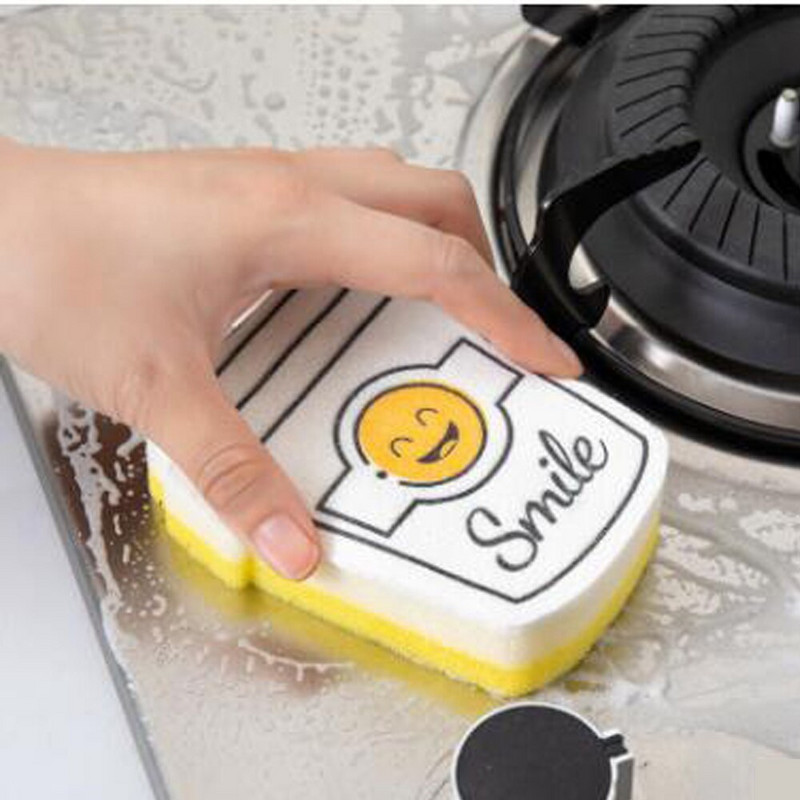 4 τμχ Πολυλειτουργικό καθαριστικό κουζίνας σφουγγάρια Ισχυρή απολύμανση Πανί πλυσίματος πιάτων Σκουπίδια καθαρισμού Creative Smiley Face Παχύ