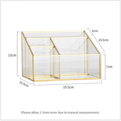 Läbipaistev klaas Golden Edge meigipintsli hoiukarp kosmeetikakonteiner huulepulga ehtekarp lauaarvuti kosmeetika korraldaja