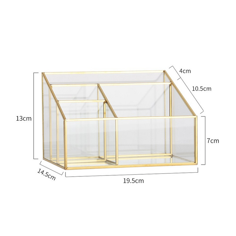 Läbipaistev klaas Golden Edge meigipintsli hoiukarp kosmeetikakonteiner huulepulga ehtekarp lauaarvuti kosmeetika korraldaja