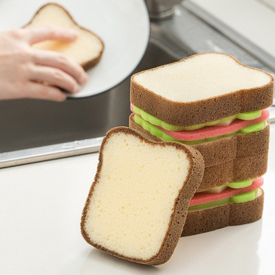 Thanstar Soft Toast Shape Sponge Creative Sandwich Style Scrubber Πλύσιμο Πιάτων Αξεσουάρ οικιακού καθαρισμού Είδη κουζίνας