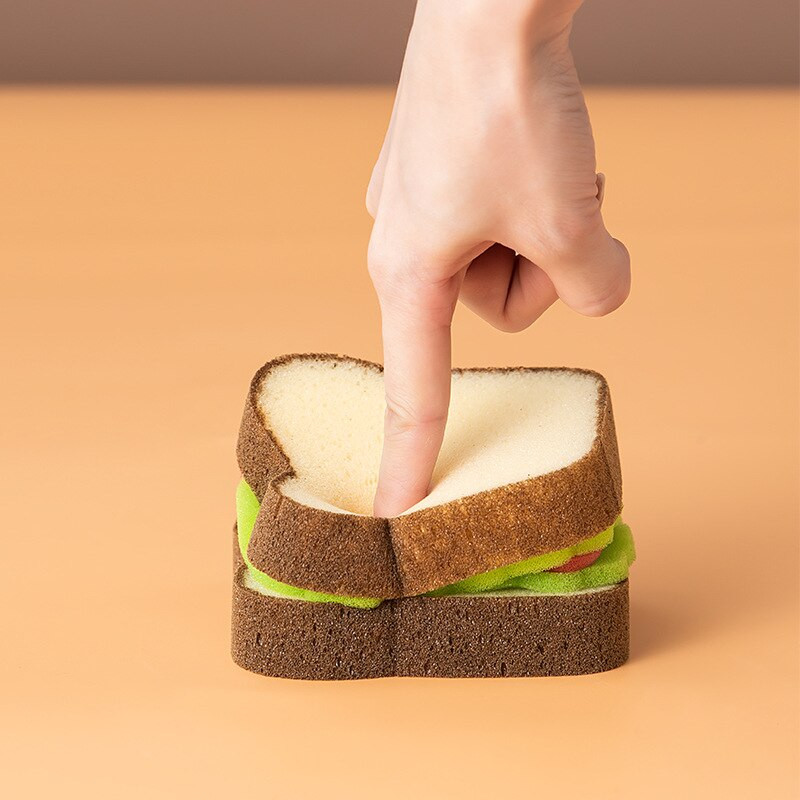 Thanstar Soft Toast Shape Sponge Creative Sandwich Style Scrubber Πλύσιμο Πιάτων Αξεσουάρ οικιακού καθαρισμού Είδη κουζίνας