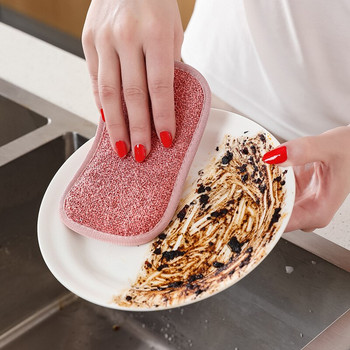 4 τμχ Μαξιλαράκι καθαρισμού διπλής όψης μαγικό σφουγγάρι πιάτων καθαρισμού Επαναχρησιμοποιήσιμο πανί σκουπίζοντας πανί κουζίνας Αξεσουάρ πλυντηρίου πιάτων