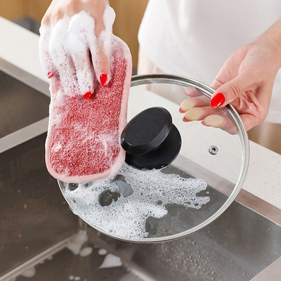 4 τμχ Μαξιλαράκι καθαρισμού διπλής όψης μαγικό σφουγγάρι πιάτων καθαρισμού Επαναχρησιμοποιήσιμο πανί σκουπίζοντας πανί κουζίνας Αξεσουάρ πλυντηρίου πιάτων
