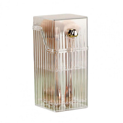Κουτί βούρτσας καλλυντικών με καπάκι Διαφανές μακρόστενο πόμολο οργανωμένο με προστασία από τη σκόνη Keep Neat Κραγιόν Μολύβι φρυδιών Πινέλο μακιγιάζ O