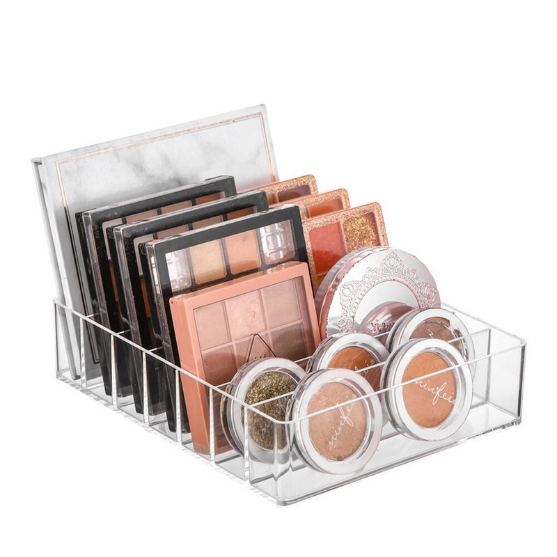 Suport pentru suport cosmetic pentru machiaj din plastic transparent Paleta de fard de pleoape Organizator de depozitare cu 7 compartimente Accesorii pentru cutie de depozitare
