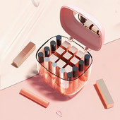 Organizatoare de machiaj Cutie de depozitare pentru ruj de lux, rezistentă la praf, drăguț din plastic, pentru cosmetice de birou, masă de toaletă multifuncțională cu oglindă