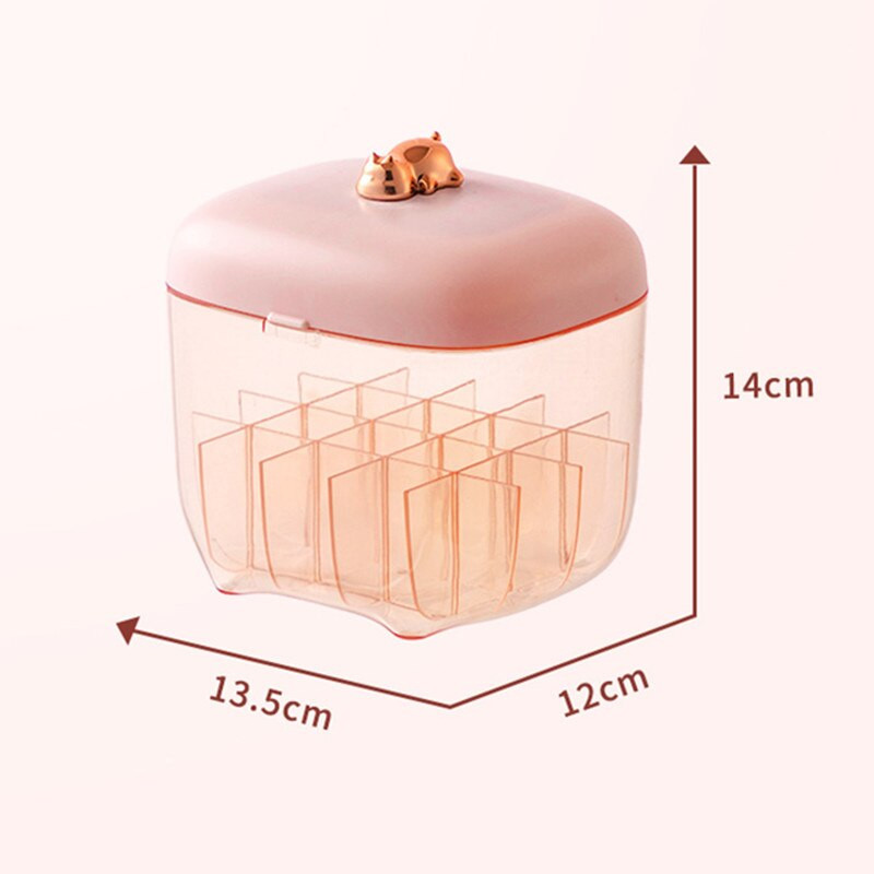 Organizatoare de machiaj Cutie de depozitare pentru ruj de lux, rezistentă la praf, drăguț din plastic, pentru cosmetice de birou, masă de toaletă multifuncțională cu oglindă