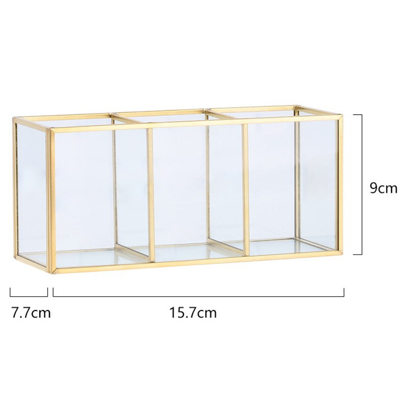 Nordic Gold Grid Glass Flip Storage Tank Box Luxury Modern Cosmetics Storage Box Container Micro-Landscape Flower Room