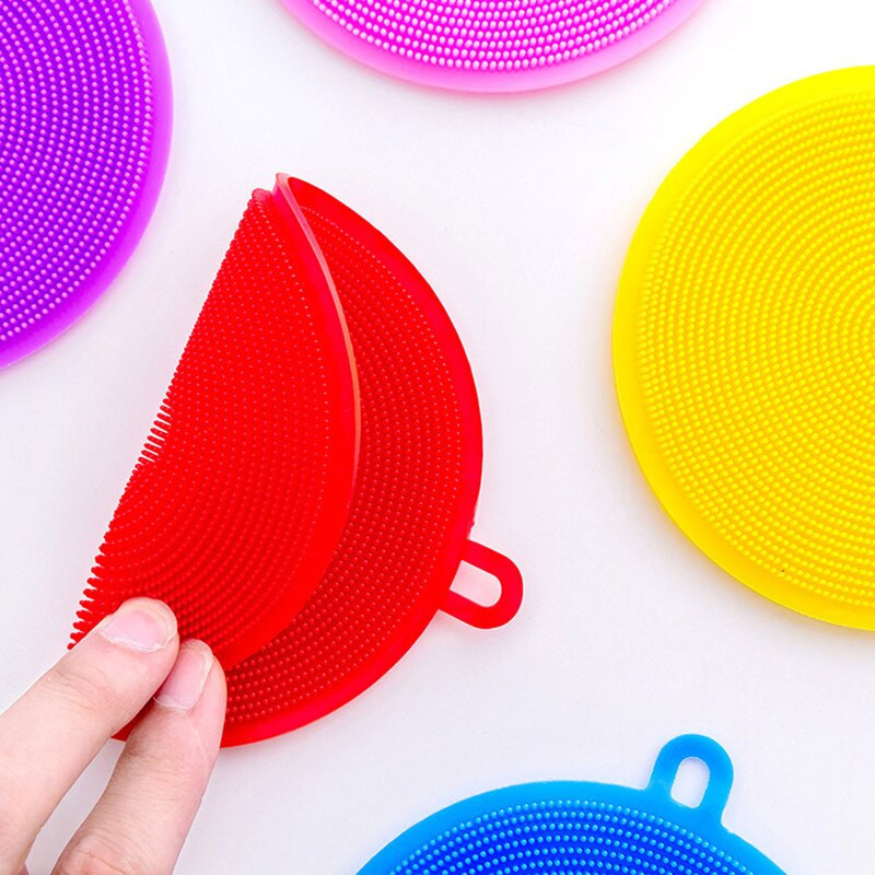 Perie de spălat vase din silicon de bucătărie, 5 bucăți, bol pentru vase moale, oală, instrument de curățare a legumelor, pentru curățarea buretelui, perie anti-opărire